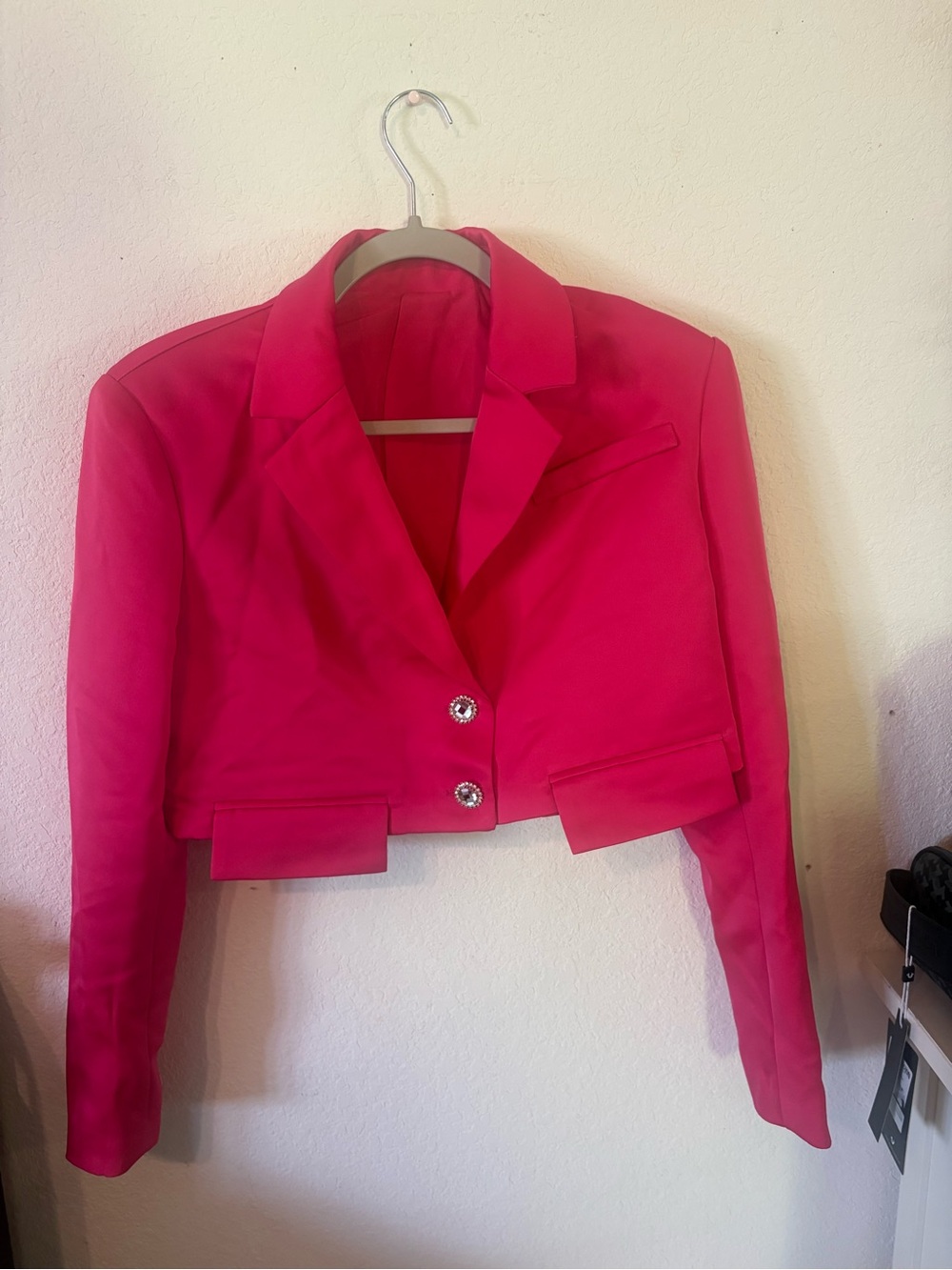 Fashion Nova Hot Pink Cropped Blazer Jacket